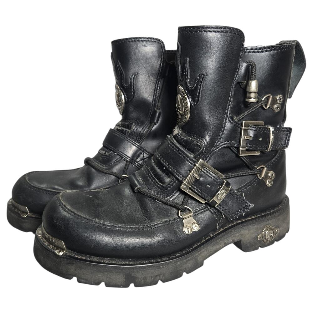 Harley Davidson Men Distortion Motorcycle Boot US 9.5 D94167 Skull Flame Leather